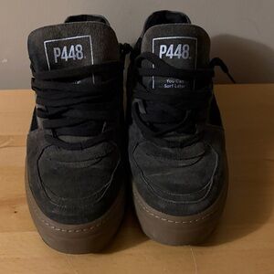 P448 Men's Black and Khaki Gray Sneakers Sz 42